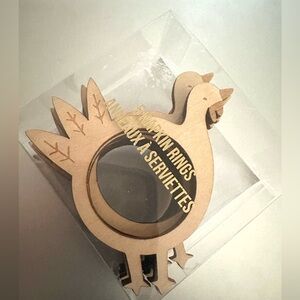 NEW NWT Meri Meri Handcrafted  Wood Turkey Napkin Rings Set of 8 Thanksgiving